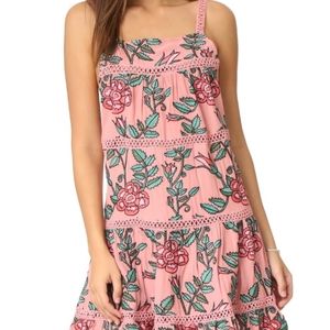 For Love and Lemons Rosali Tank Dress Pink Floral Cutout Sleeveless Tier…